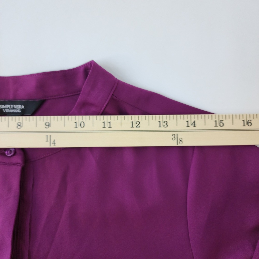 Simply Vera Wang Women Small Pansy Plum Short Sleeve Popover Blouse WV81W506RS S - Picture 9 of 11